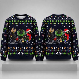 Funny Three Christmas Crows Ugly Christmas Sweater 1