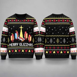 Hot Dog Merry Glizzmas Christmas Ugly Sweater 1