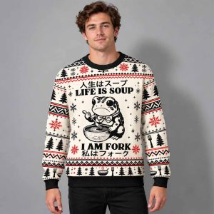 Confused Frog In Life’s Soup Christmas Ugly Sweater 2