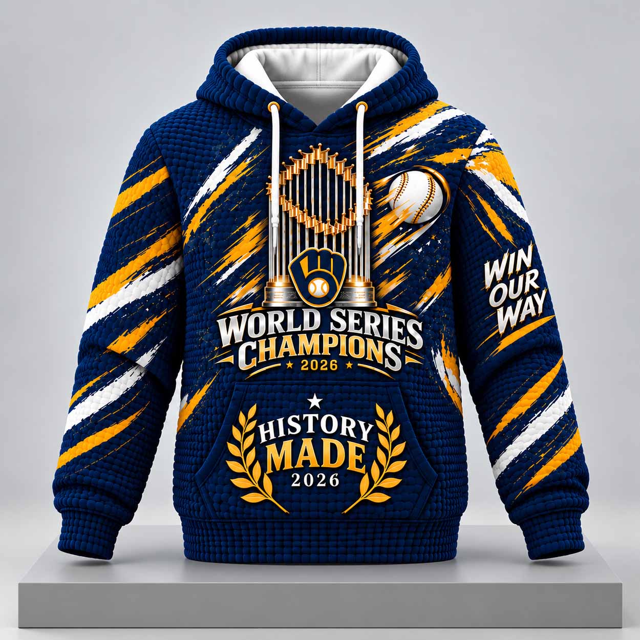 Brewers 2026 History Made World Series Champions Waffle Hoodie 1 Brewers 2026 History Made World Series Champions Waffle Hoodie 1