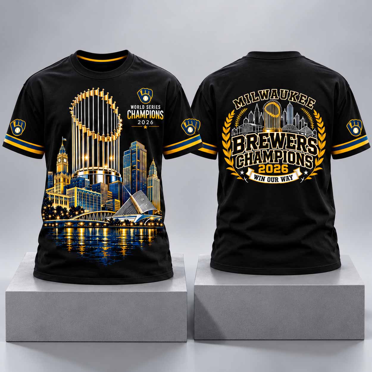 Brewers Skyline Trophy World Series Champions 2026 Win Our Way Shirt 1 Brewers Skyline Trophy World Series Champions 2026 Win Our Way Shirt 2