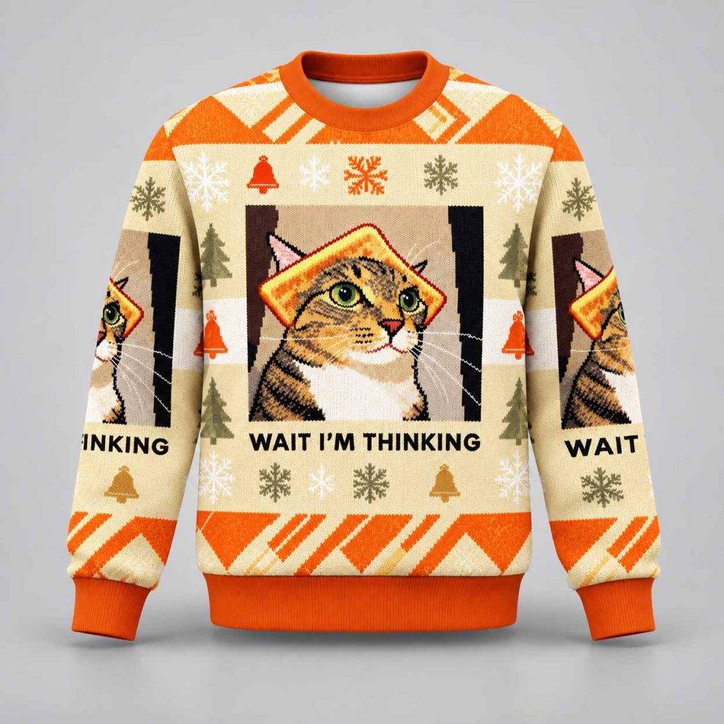 Cat Wait I’m Thinking Ugly Christmas Sweater 1 Cat Wait I’m Thinking Ugly Christmas Sweater 1