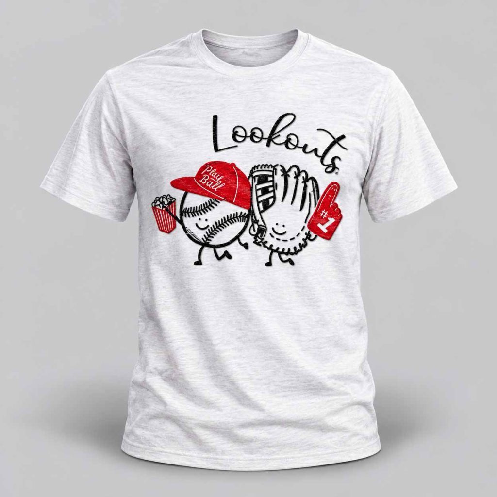 Chattanooga Lookouts Cute Baseball Ball And Glove Play Ball Shirt 1