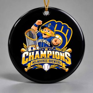 Brewers Mascot Pointing Trophy Baseball Bats Ornament 1