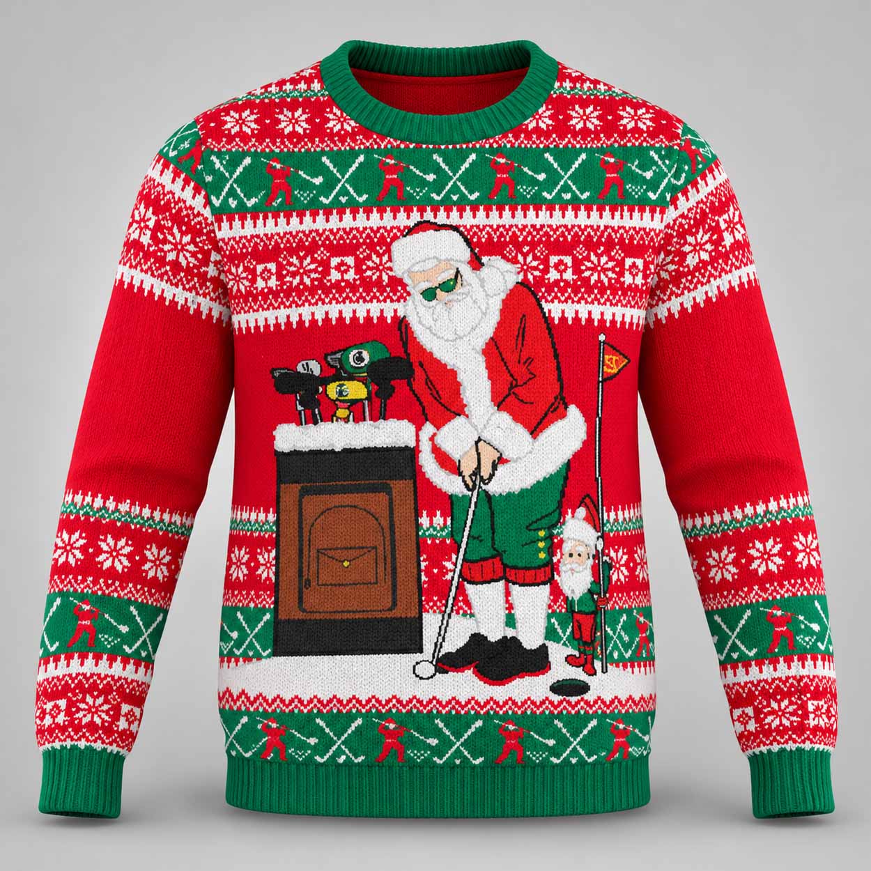 Golfing Santa Ugly Christmas Sweater 1 Golfing Santa Ugly Christmas Sweater 2