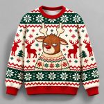 Grumpy Reindeer Middle Finger Holiday Vibes Ugly Christmas Ugly Sweater