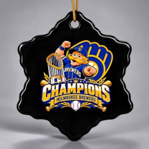 Brewers Mascot Pointing Trophy Baseball Bats Ornament 3