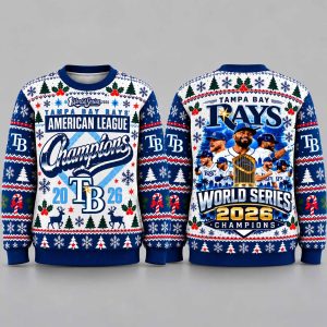 Rays American League Champions World Series 2026 Ugly Christmas Sweater 1