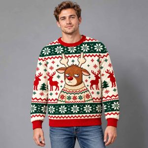 Grumpy Reindeer Middle Finger Holiday Vibes Ugly Christmas Ugly Sweater 2