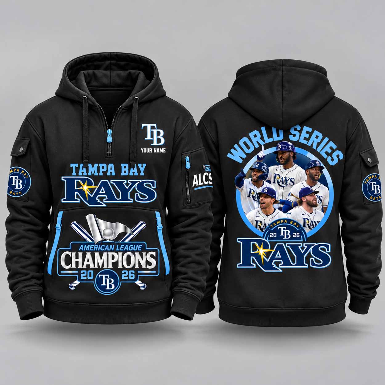 Rays 2026 World Series American League Champions Quarter Zip Hoodie 2 Rays 2026 World Series American League Champions Quarter Zip Hoodie 2