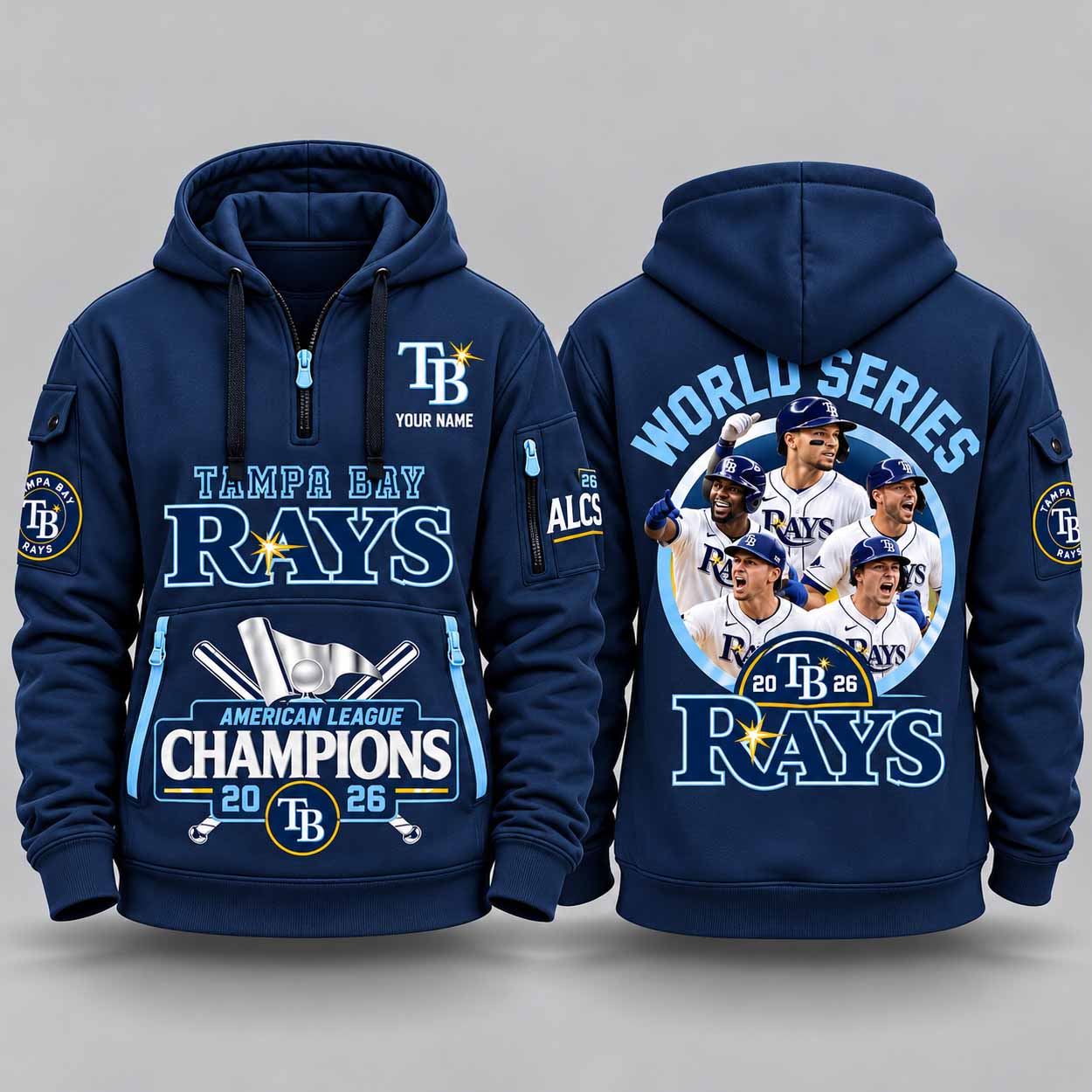 Rays 2026 World Series American League Champions Quarter Zip Hoodie 4 Rays 2026 World Series American League Champions Quarter Zip Hoodie 4