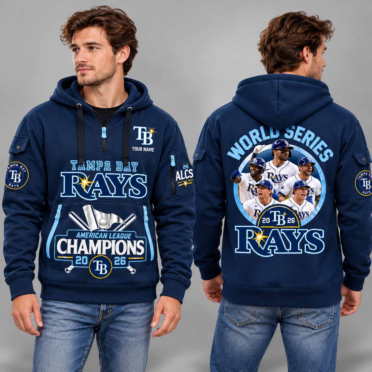 Rays 2026 World Series American League Champions Quarter Zip Hoodie 5 Rays 2026 World Series American League Champions Quarter Zip Hoodie 5