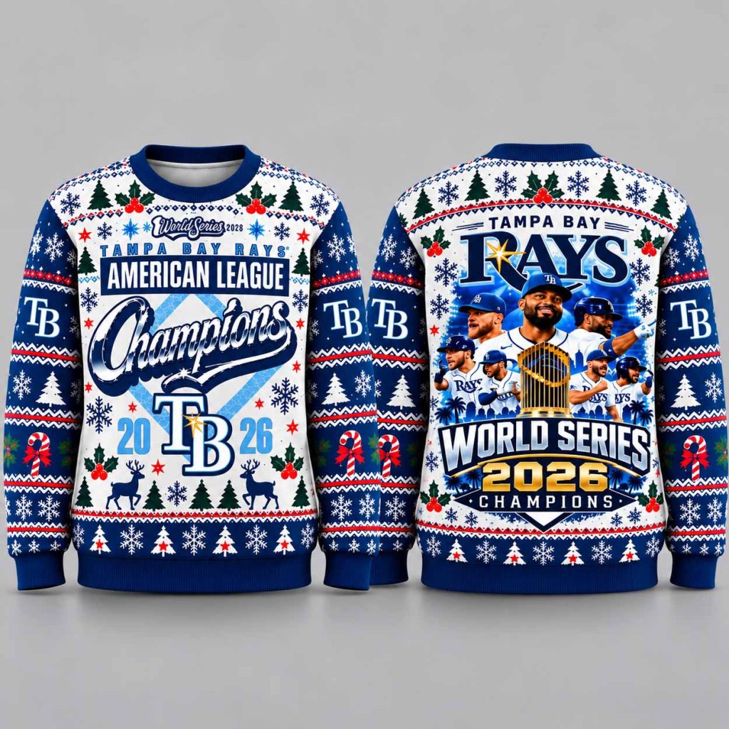 Rays American League Champions World Series 2026 Ugly Christmas Sweater 1