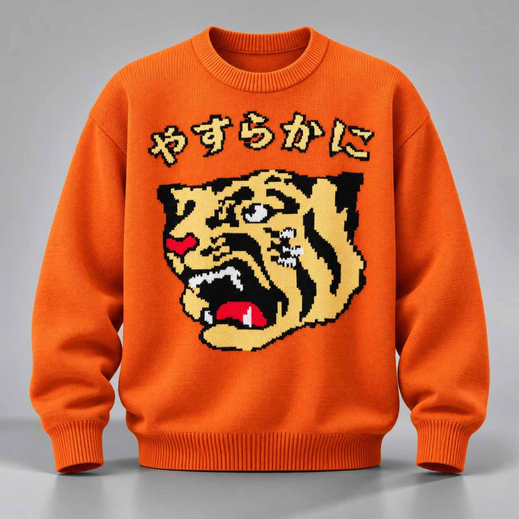 Retro Hanshin Tigers Pixel Orange Japanese Sweater 1