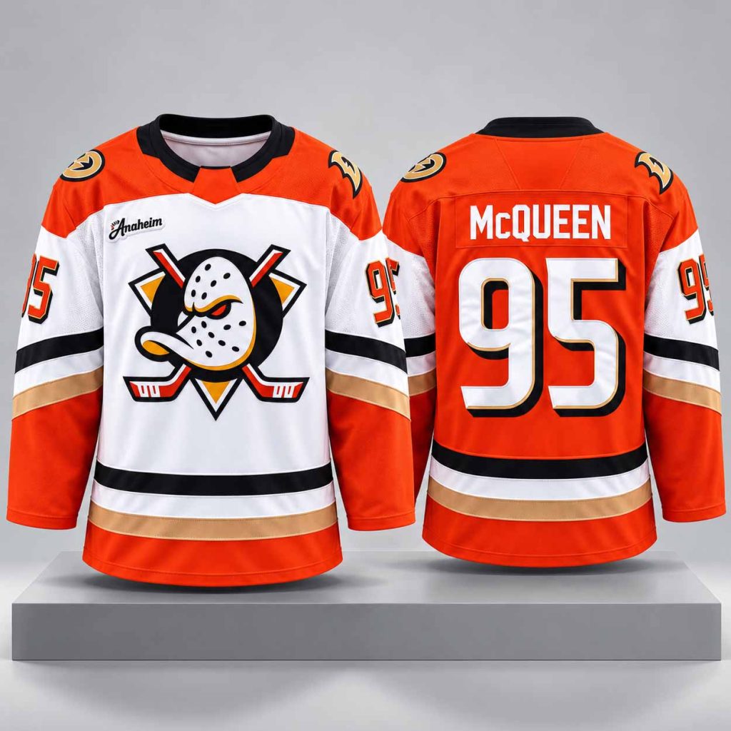 Roger McQueen Ducks Lightning McQueen 95 Hockey Jersey 1