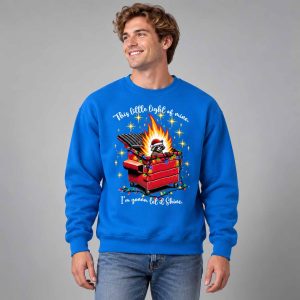 This Little Light of Mine I'm Gonna Let It Shine Raccoon Dumpster Fire Christmas Sweatshirt 2