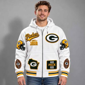 Packers Football 2026 Coat Est 1919 Go Pack Go Zip Hoodie 3 Packers Football 2026 Coat Est 1919 Go Pack Go Zip Hoodie 2