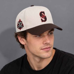 Mariners 50th Anniversary Cream Brown Hat 2