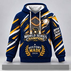 Brewers 2026 History Made World Series Champions Waffle Hoodie 1